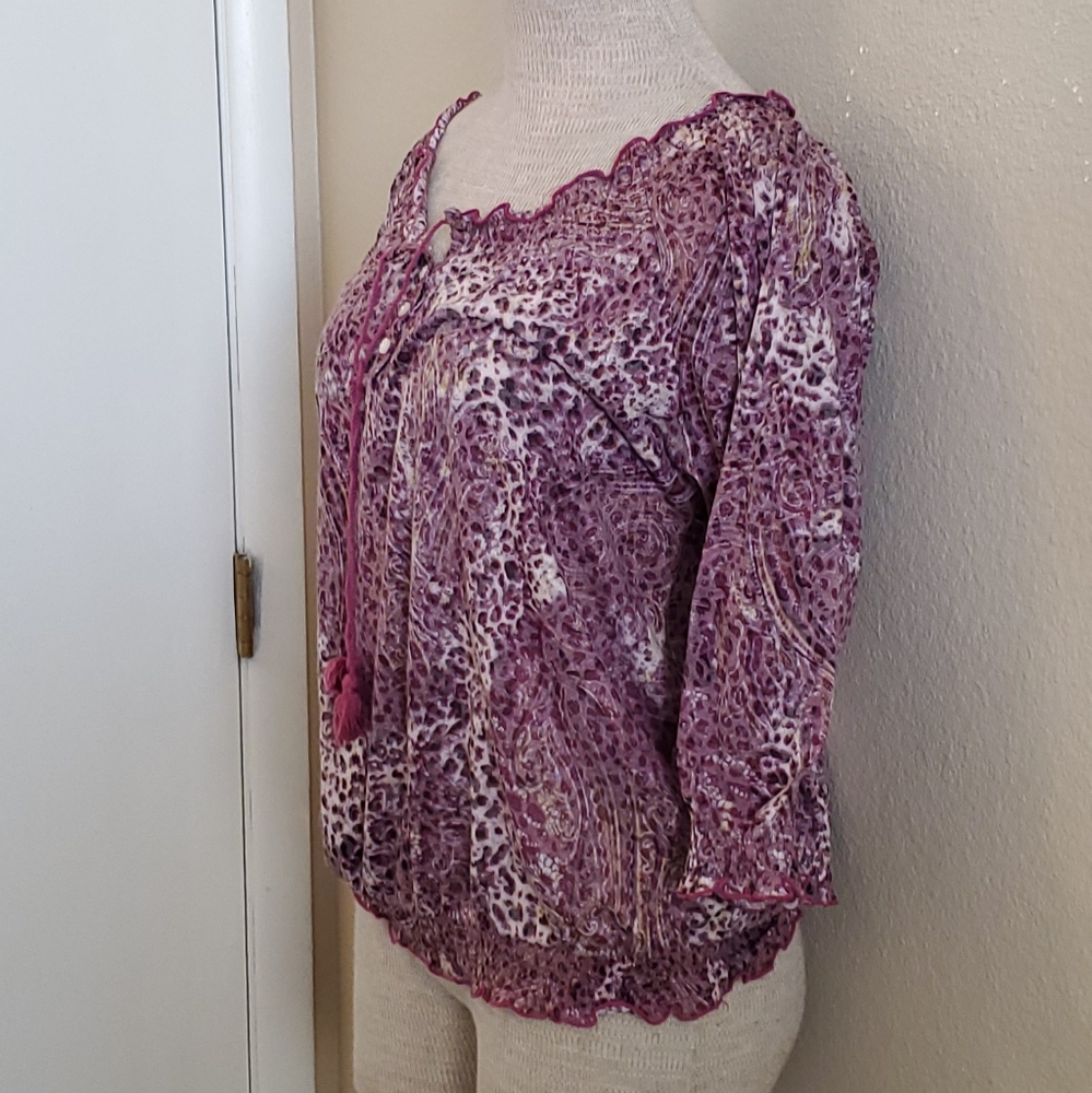 🌟 3 for $15 Deal! 🌟Bandolino pink white long sleeve top blouse S - Picture 3 of 6